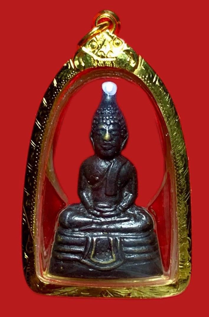 304904 กริ่งพระพุทธโสธร  วัดโสธรวราราม  พิมพ์หน้าใหญ่ ปี2508  เนิ้อทองเหลืองรมดำ  จ.ฉะเชิงเทรา 