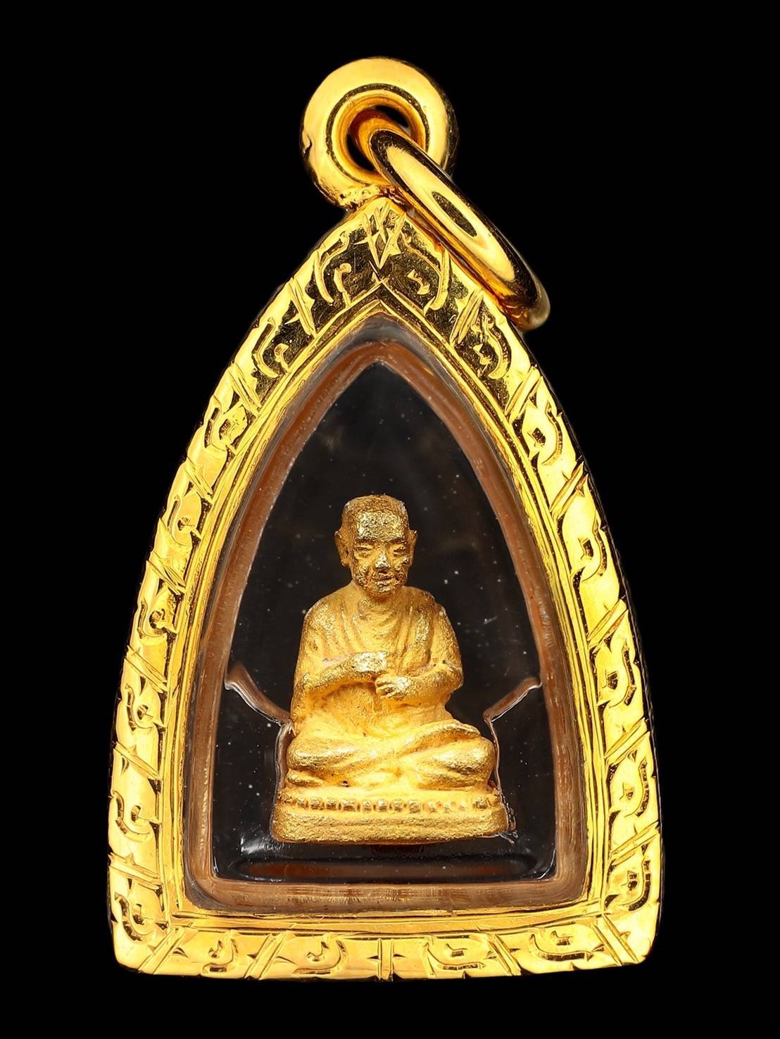 305645 รูปหล่อสมเด็จ พุฒาจารย์โต  หลวงพ่อเกษม  เขมโก ปลุกเสก  พิมพ์จิ๋วเนื้อทองคำ  ปี 2538 จ.ลำปาง