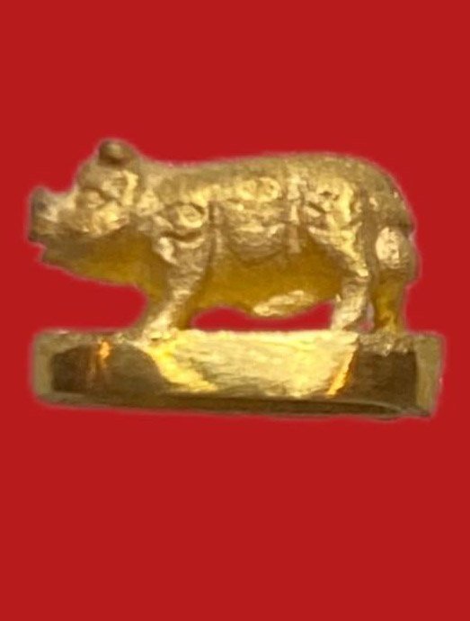 305721 หลวงพ่อเปิ่น วัดบางพระ  รุ่นมหาลาภพิมพ์หมู ปี 2541 เนื้อทองคำ จ.นครปฐม