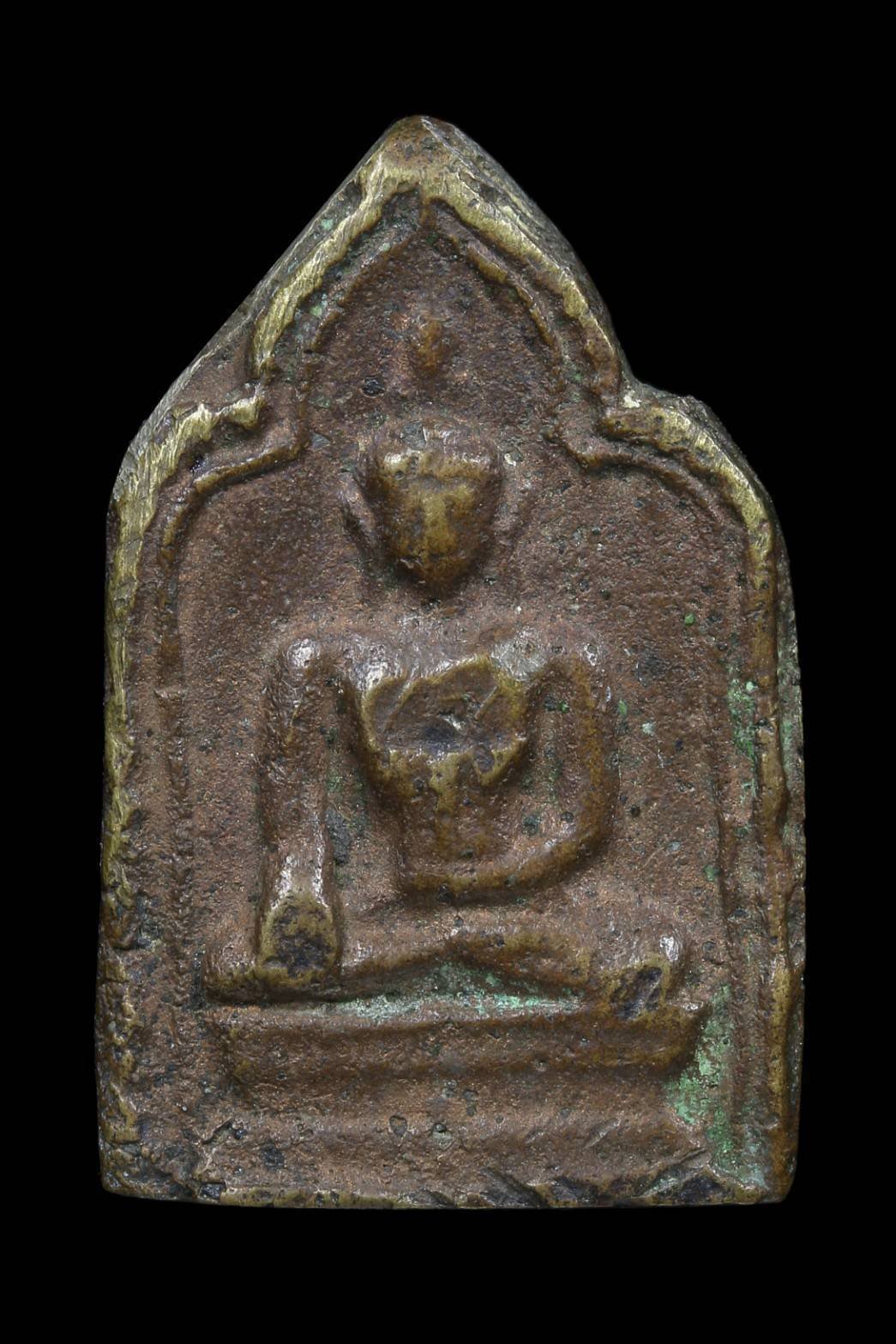 298483 เหรียญหล่อหลวงพ่อทา พิมพ์มารวิชัย เนื้อโลหะผสม ประมาณพุทธศักราช 2455 - 2459 วัดพระเนียงแตก จ.นครปฐม