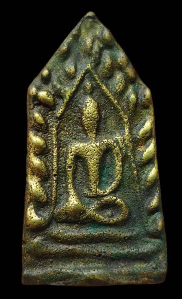 305935 พระขุนแผนจักรนารายณ์ หลวงพ่อโบ้ย เนื้อทองเหลือง พุทธศักราช 2472-2473 วัดมะนาว จ.สุพรรณบุรี