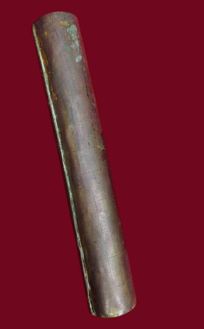 307236 ตะกรุดคู่ชีวิตหลวงพ่อโพธิ์  เนื้อตะกั่วและทองฝาบาตร  แกน ทองแดง จังหวัดพิจิตร พุทธศักราช 2376-2416  วัดโพธิ์ศรี (วัดวังหมาเน่า) 