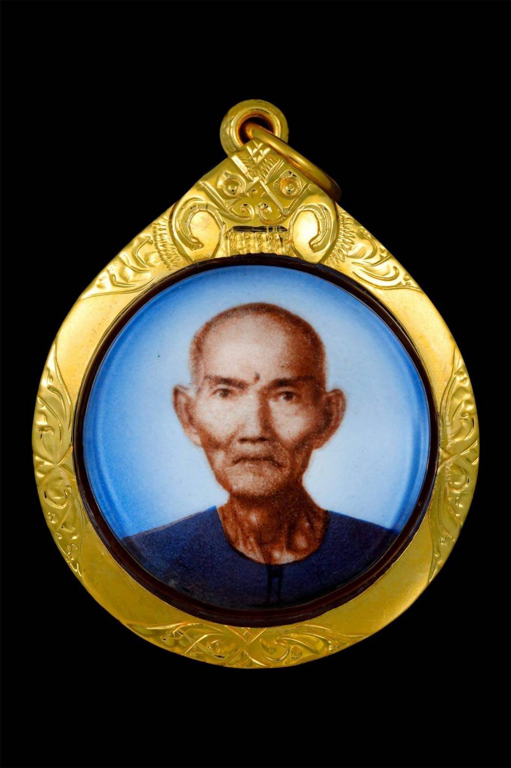 298744 ล็อคเก็ตรุ่นแรกเซียนแปะโรงสี  อาจารย์ โง้ว กิม โคย  ปี2519 พิมพ์กลมกลาง  วัดศาลเจ้า จ.ปทุมธานี