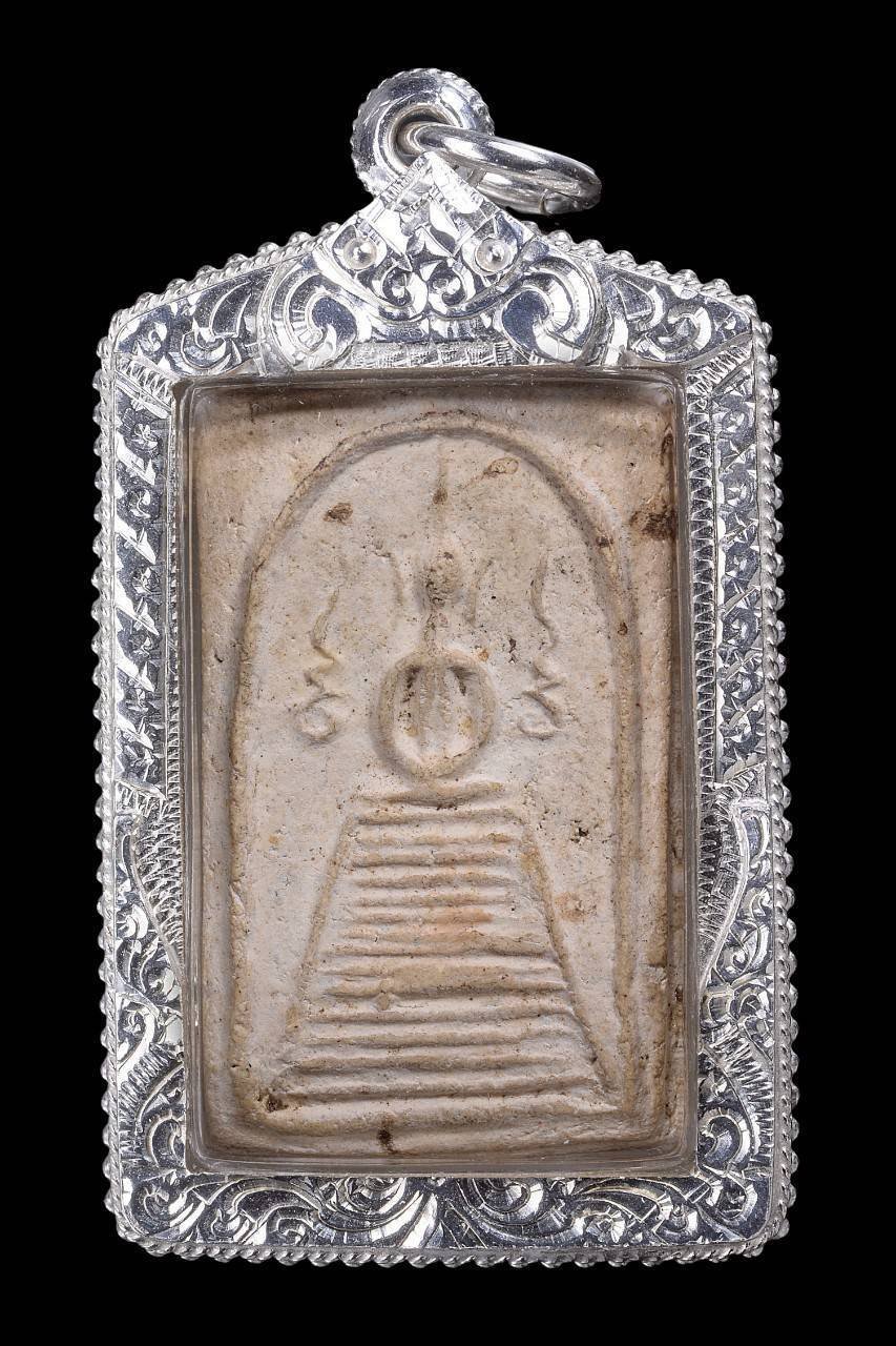 306393 พระพิมพ์สมเด็จหลวงปู่ภู  รุ่นแซยิด พิมพ์แขนกลม  เนื้อผง วัดอินทรวิหาร  ปี 2470 จ.กรุงเทพฯ