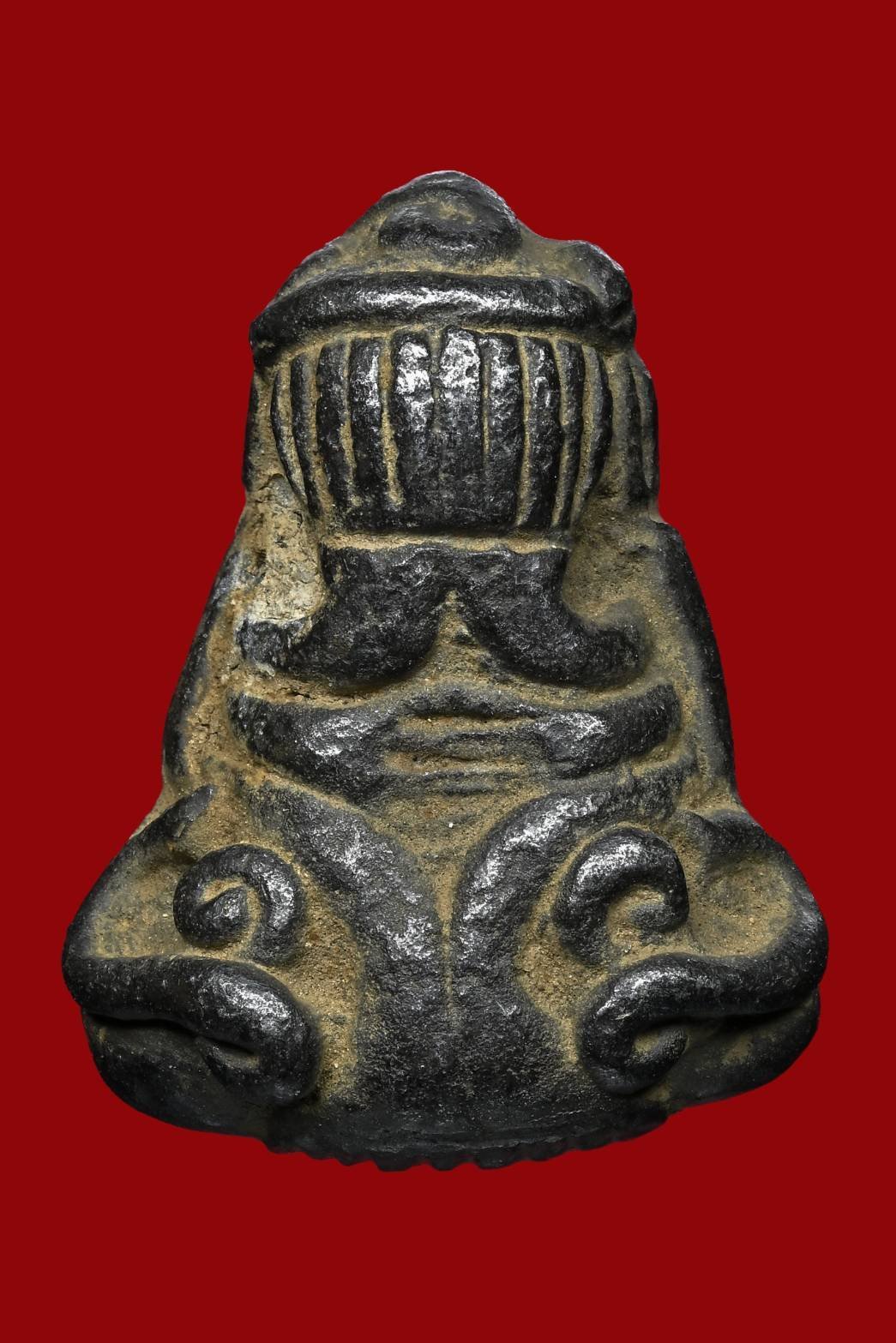 307009 พระปิดตา หลวงปู่เอี่ยม พิมพ์เล็ก เนื้อสัมฤทธิ์เงินกับดำ (หลังยันต์) พุทธศักราช2436-2469 วัดหนังราชวรวิหาร กทม.