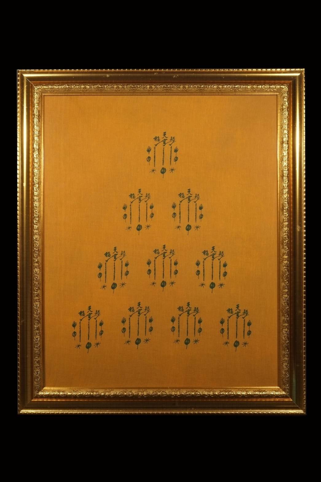 299277 ผ้ายันต์ฟ้าประทานพร  เซียนแปะโรงสี 10กา 2วน  หางยาวบล็อกนิยม ปี2519 จ.ปทุมธานี 