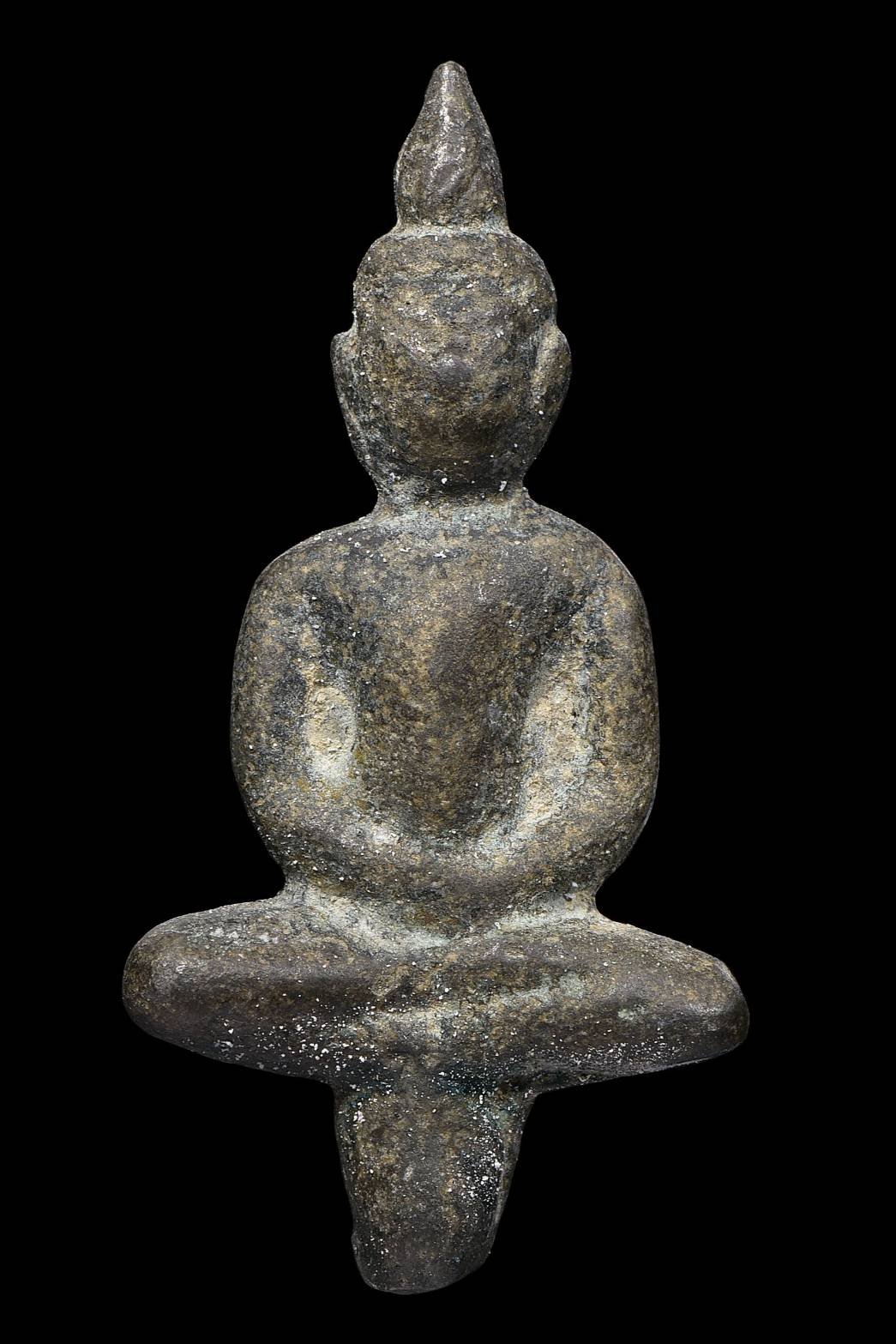 299655 พระยอดธง กรุวัดพลับ  บางกะจะ พิมพ์สมาธิ เนื้อชินเงิน จ.จันทบุรี