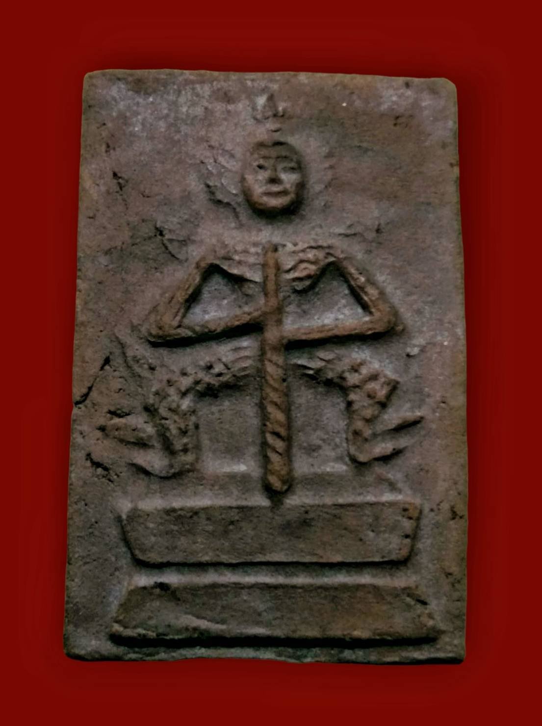  299751 ท้าวเวสสุวรรณ  เนื้อดินผสมแร่ทรายเสก  ปี2515 บล็อกหินใบมีดโกน  หลวงพ่อกวย วัดโฆสิตาราม  จ.ชัยนาท