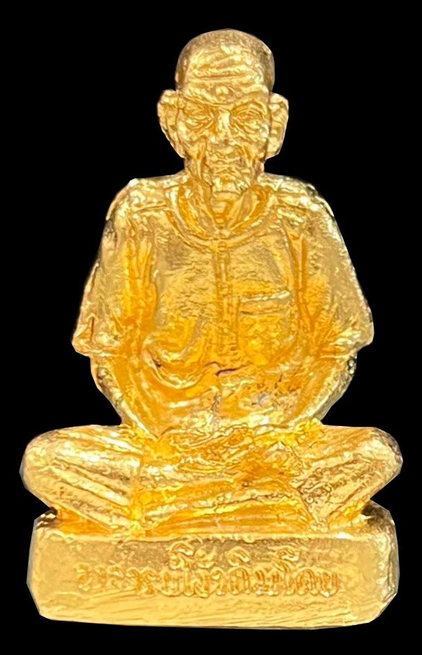  300291 รูปหล่อเซียนแปะโรงสี  (อาจารย์โง้วกิมโคย)  รุ่นแรกปี 2521  เนื้อกะไหล่ทอง  จังหวัดปทุมธานี