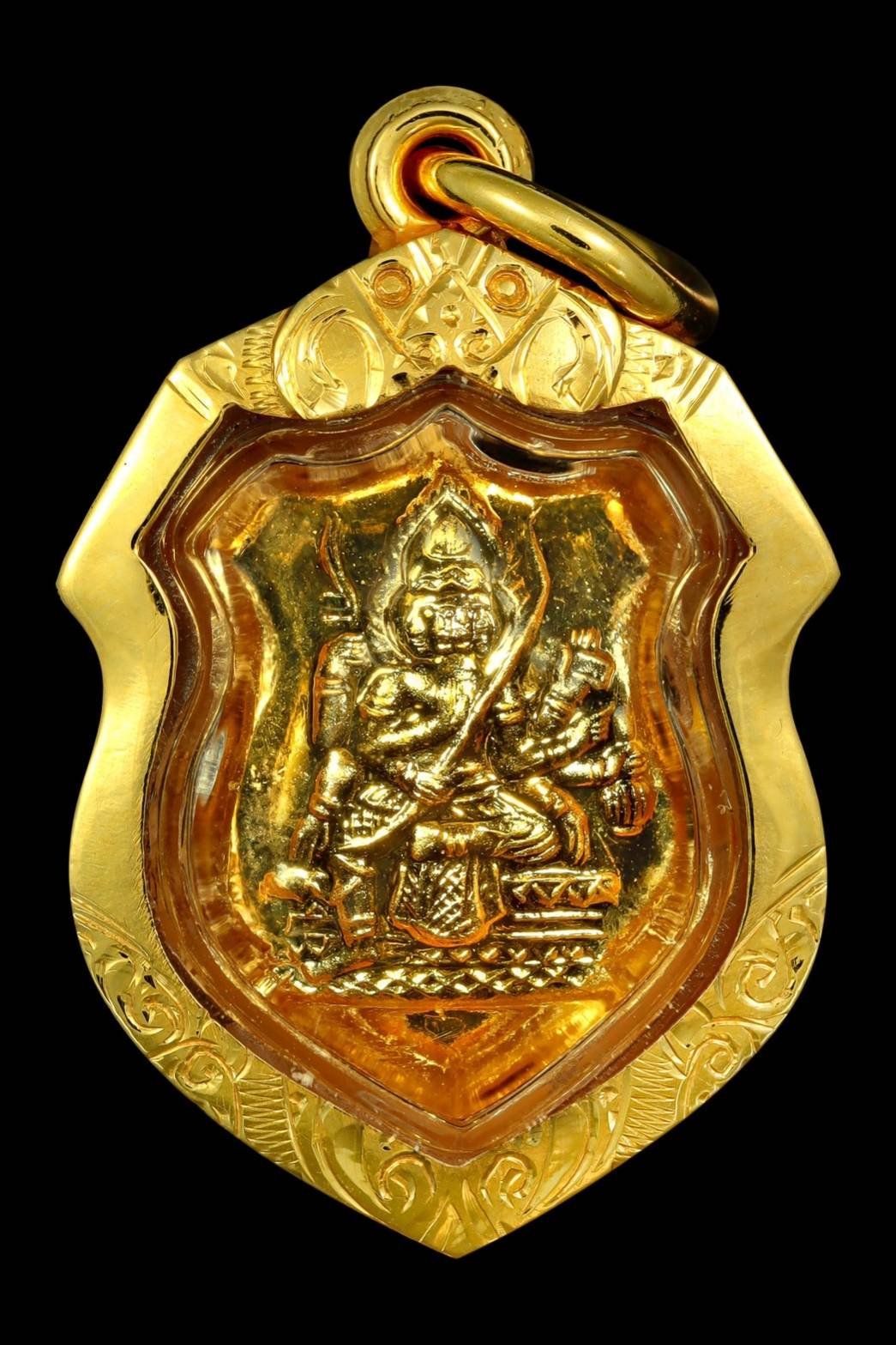  300351 พระพรหมโล่ห์เล็ก หลวงปู่ศรี(สีห์)  วัดสะแก เนื้อทองคำ  บล็อคแรก ปี2523  จ.อยุธยา 