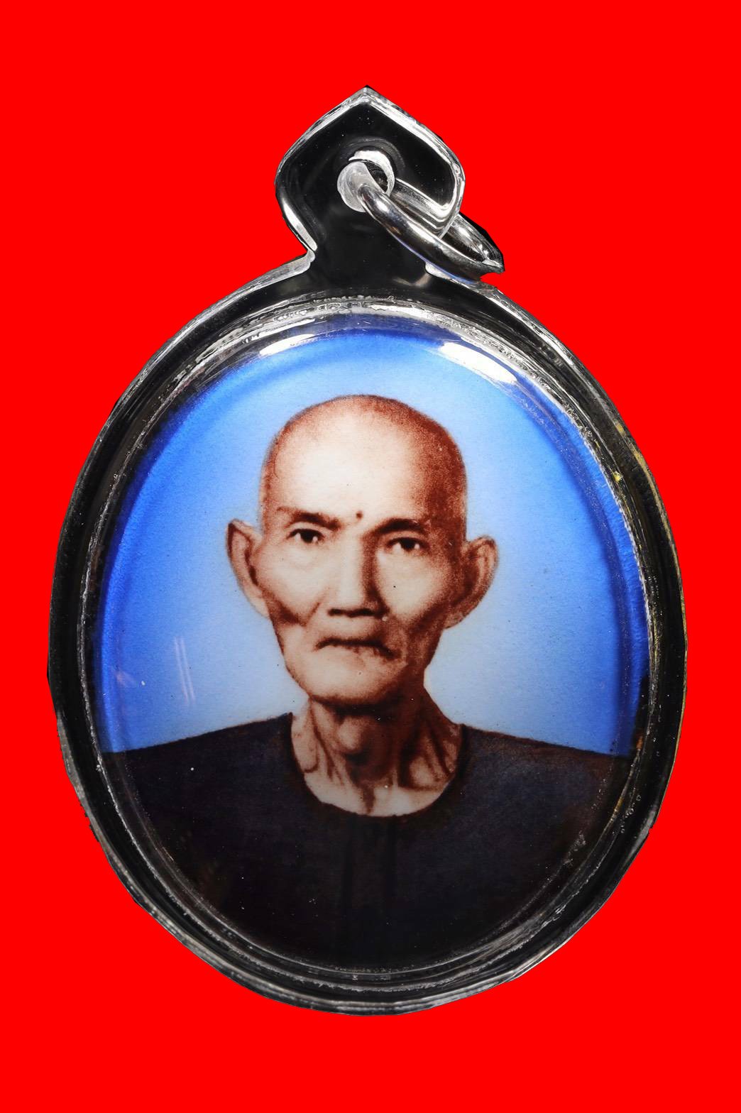 (296280) ล็อกเก็ตรุ่นแรก  เซียนแปะโรงสี   หน้าแก่ฉากฟ้า พิมพ์จัมโบ้  ปี 2519 จ.ปทุมธานี 