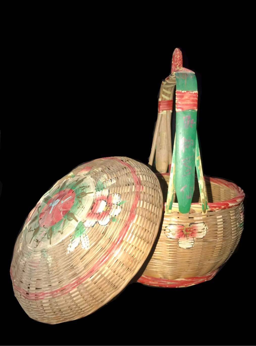 296884 ตะกร้ามงคล  รอยจารเขียนมือ  เซียนแปะโรงสี โง้วกิมโคย  ก่อนปี 2519 จ.ปทุมธานี