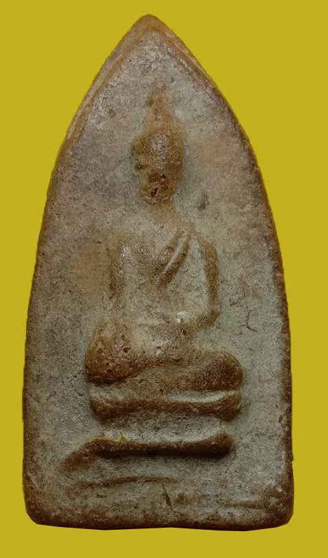 301381 พระสรรค์นั่งฐานขีด เนื้อดินผสมทรายเสก ปี2500 ล.พ.กวย วัดโฆสิตาราม จ.ชัยนาท