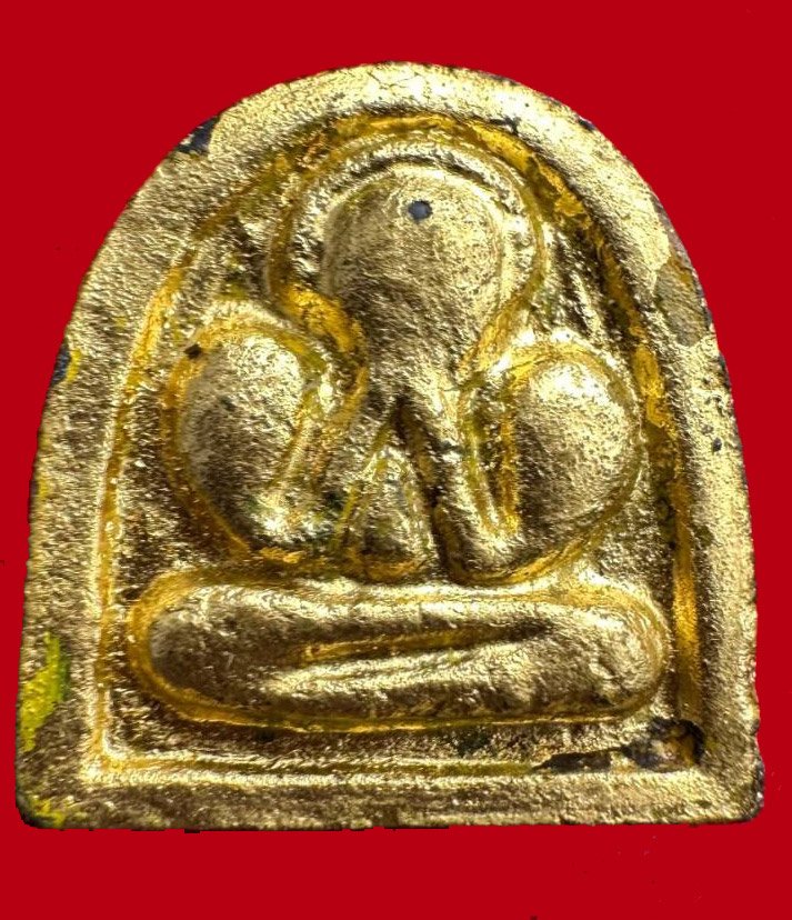 301790 พระปิดตานักกล้าม  หลังยันต์ตะบองไขว้ พิมพ์ใหญ่ เจ้าคุณศรีฯ  วัดอ่างศิลา ชลบุรี ปี2507 ปิดทอง ลงรัก ทาชาดเหลือง