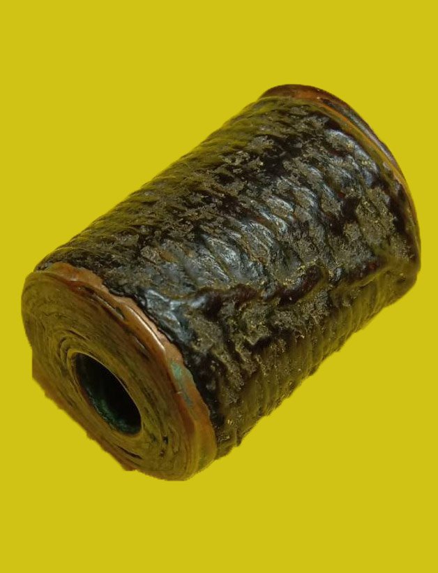 301862 ตะกรุดโลกธาตุ เนื้อทองแดง ล.ป.ยิ้ม ปี2440-2450 เครื่องราง วัดหนองบัว จ.กาญจนบุรี