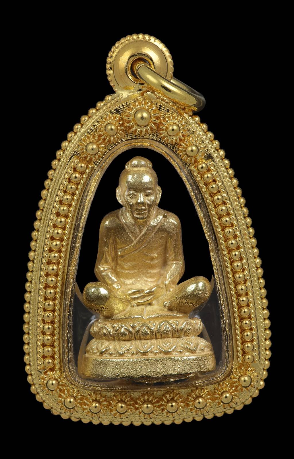 302143 รูปหล่อองค์เซียนแปะโค้ว หัวตะเข้ รุ่นแรก พิมพ์เล็ก  พ.ศ 2520 เนื้อทองคำ  โรงเจฮะเฮงตั้ว กทม.