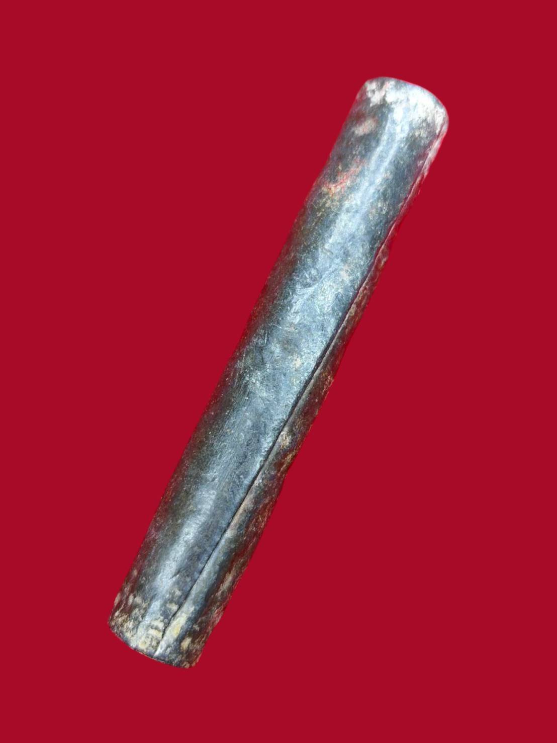 307340 ตะกรุดโทน (ตรีนิสิงเห)  หลวงปู่เอี่ยม วัดสะพานสูง  พุทธศักราช 2400 - 2430   เนื้อตะกั่ว จ.นนทบุรี 