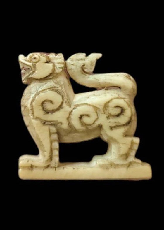 303201 สิงห์หลวงพ่อเดิม พิมพ์สามขวัญเนื้องาแกะ ปี2470-2494 วัดหนองโพ จังหวัดนครสวรรค์