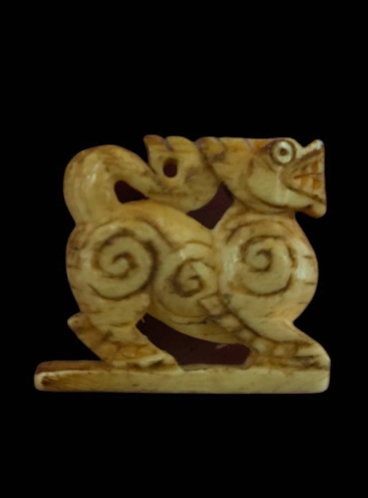  303219 สิงห์หลวงพ่อเดิม พิมพ์สามขวัญเนื้องาแกะ ปี2470-2494 วัดหนองโพ จังหวัดนครสวรรค์