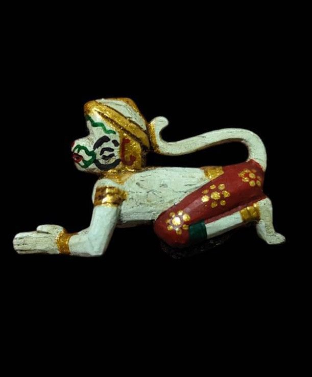 303222 หนุมานถวายแหวน เนื้อไม้แกะ พุทธศักราช2440-2460 วัดกลางบางแก้ว จ.นครปฐม