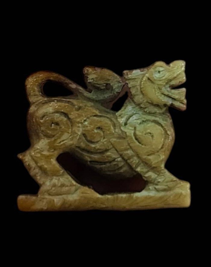 303228 สิงห์หลวงพ่อเดิม พิมพ์สามขวัญเนื้องาแกะ ปี2470-2494 วัดหนองโพ จังหวัดนครสวรรค์