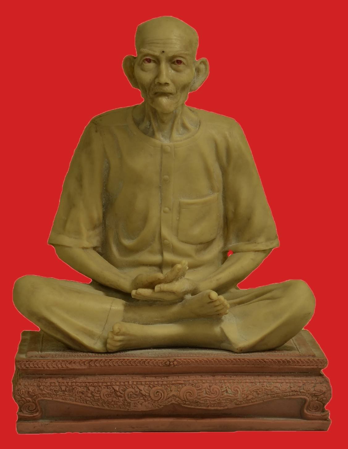 297654 พระบูชา เซียนแปะโรงสี   อาจาร์ยโง้วกิมโคย รุ่น2  ปี 2523 (ฐานสีอิฐ)  จังหวัดปทุมธานี 