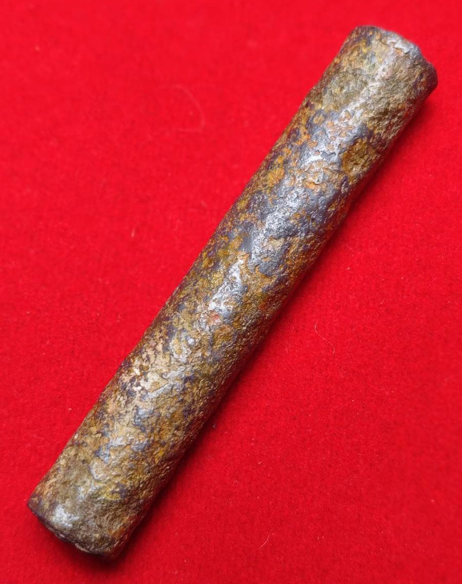 303775 ตะกรุดโทน (ตรีนิสิงเห)  หลวงปู่เอี่ยม วัดสะพานสูง  เนื้อตะกั่ว พ.ศ. 2400 - 2430  จ.นนทบุรี 