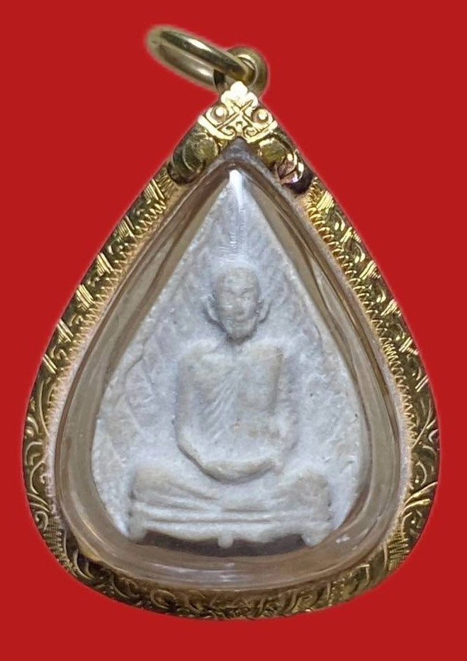 304069 พระผงหลวงปู่โต๊ะ  วัดประดู่ฉิมพลี  รูปเหมือนใบโพธิ์ หลังยันต์ตรี ปี2523  เนื้อเกสร กทม.