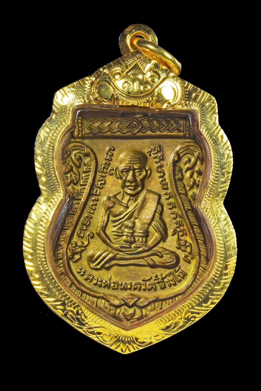 304110 เหรียญเสมา รุ่น 3 ปี2504  หลวงปู่ทวด วัดช้างให้  เนื้อทองแดงกะไหล่ทอง  บล็อกเงินลงยา จ.ปัตตานี 