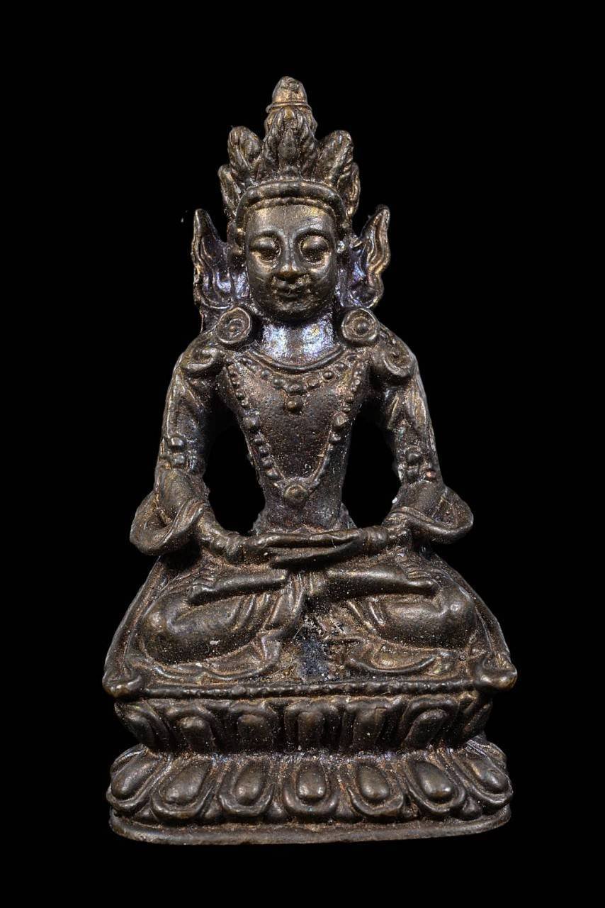 304291 พระกริ่งอวโลกิเตศวร หลวงพ่อเกษม เขมโก  เนื้อนวะโลหะแก่ทองคำ  ก้นหนู ปี2536  จังหวัดลำปาง