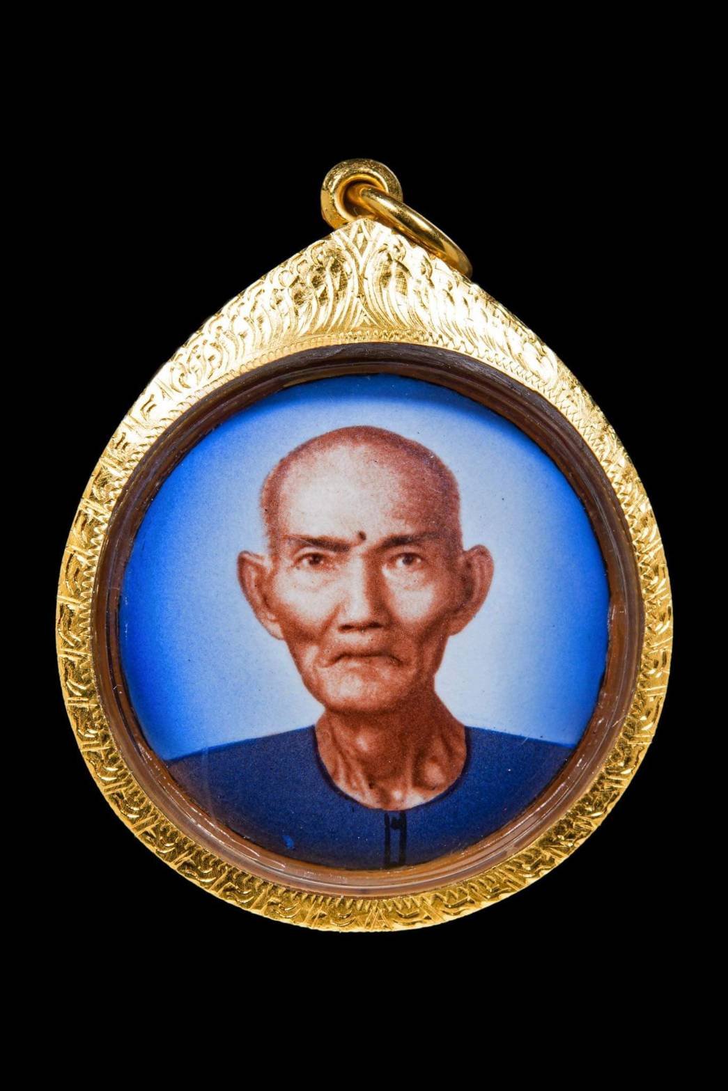 (295905) ผ้ายันต์แปะโรงสี ฟ้าประทาน 1 ดวงใหญ่ ผ้าต่วนมันปีพศ 2520 จ.ปทุมธานี