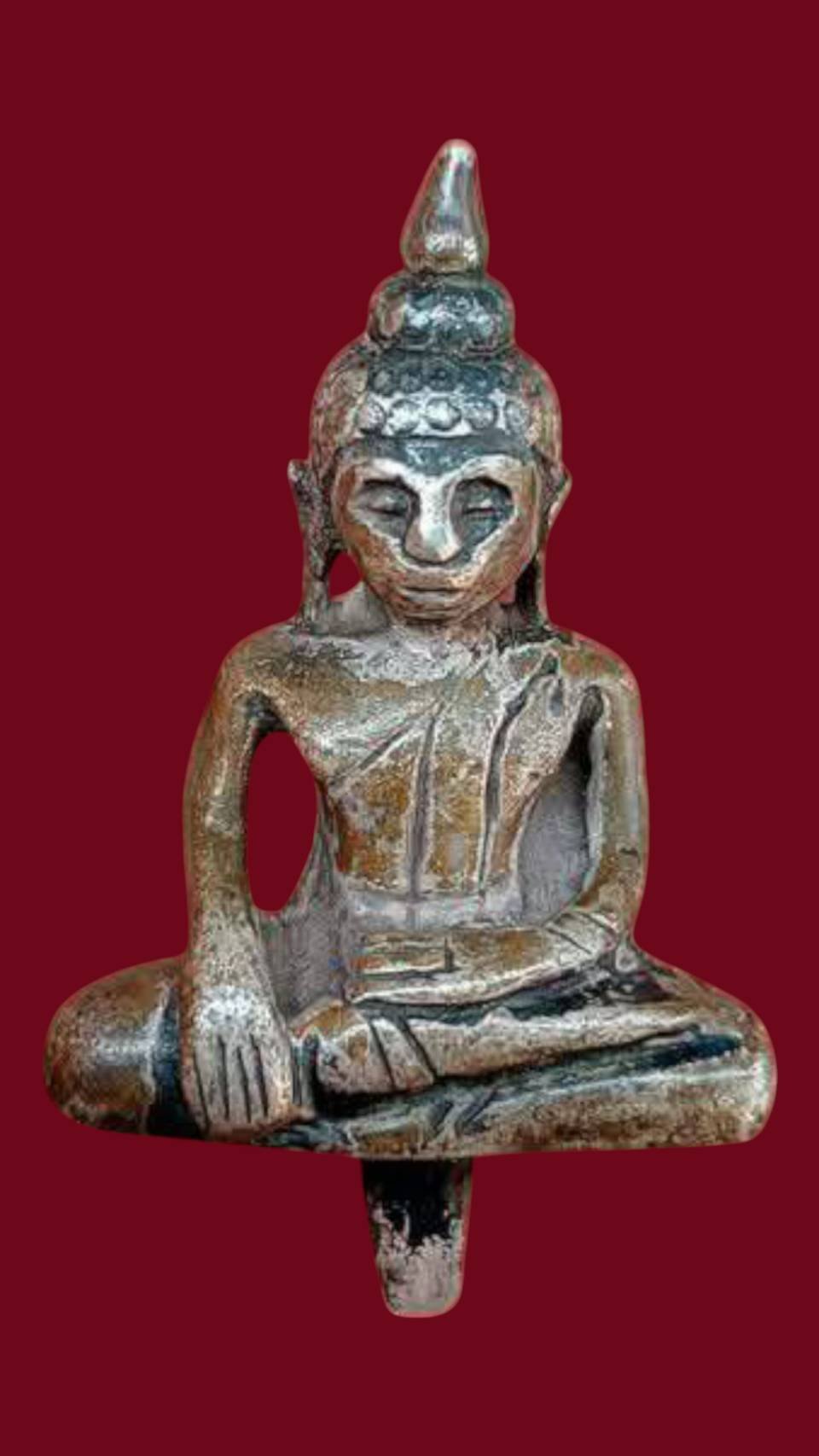 304485 พระยอดธง เนื้อเงิน พิมพ์ปางมารวิชัย  ศิลปะนครศรีธรรมราช  จ.นครศรีธรรมราช