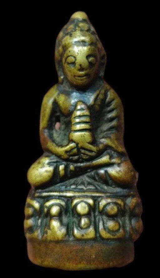 304596 พระกริ่งหน้าอินเดีย พระสังฆราช (แพ) พุทธศักราช 2482 วัดสุทัศนเทพวราราม เนื้อโลหะผสม กทม.