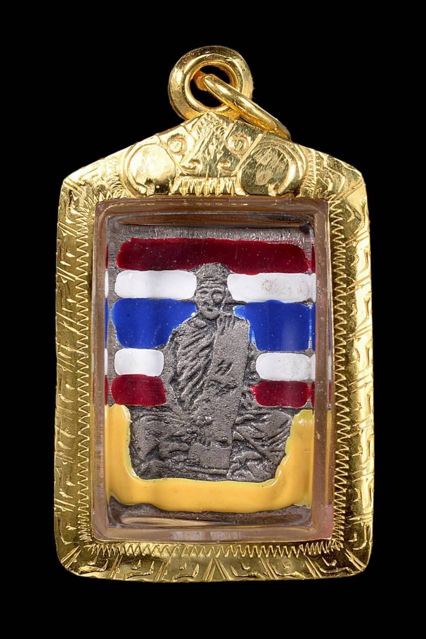 304739 หัวแหวนหลวงพ่อเดิม วัดหนองโพ เนื้อเงินลงยา ลายธงชาติ ปี 2482 จ.นครสวรรค์