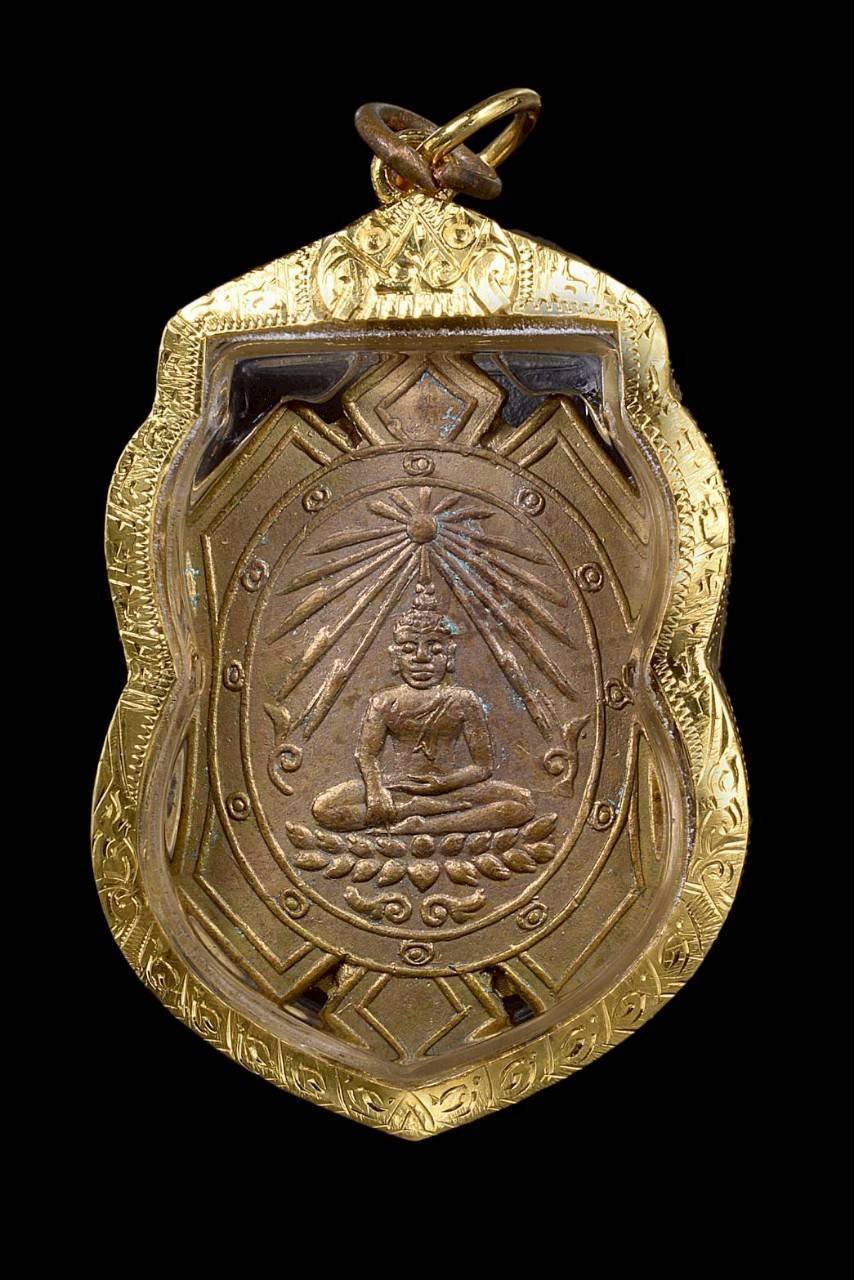 304744 เหรียญพระพุทธหลวงปู่ศุข วัดปากคลองมะขามเฒ่า ปลุกเสกออกวัดส้มเสี้ยว ปี 2466 จ.นครสวรรค์